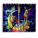 Eevee Evolution Pokemon Family Love You To The Moon Galaxy Window Curtain