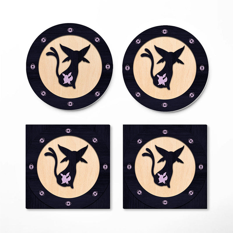 Eevee Espeon Evolution Pokemon Ghost Mockup Ceramic Decor Coaster - Gift Idea