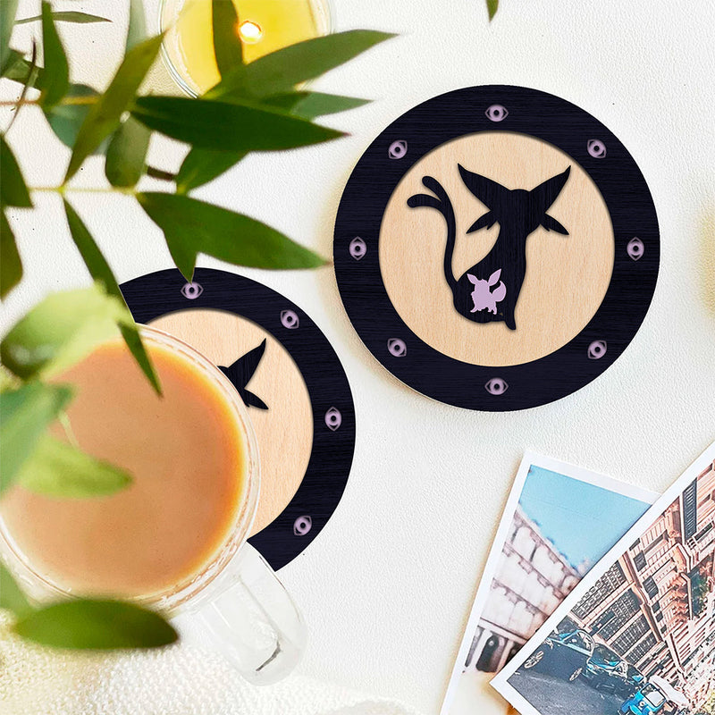 Eevee Espeon Evolution Pokemon Ghost Mockup Ceramic Decor Coaster - Gift Idea