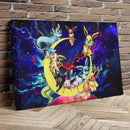 Eevee Evolution Pokemon Family Love You To The Moon Galaxy - Living Room - Canvas Wall Art - Print - Wall Decor