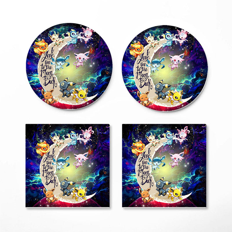 Eevee Evolution Pokemon Love You To The Moon Galaxy Ceramic Decor Coaster - Gift Idea