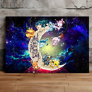 Eevee Evolution Pokemon Family 1 Love You To The Moon Galaxy - Living Room - Canvas Wall Art - Print - Wall Decor