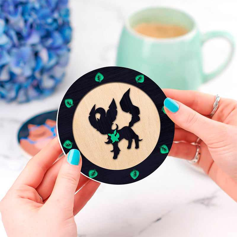 Eevee Leafeon Evolution Pokemon Ghost Mockup Ceramic Decor Coaster - Gift Idea