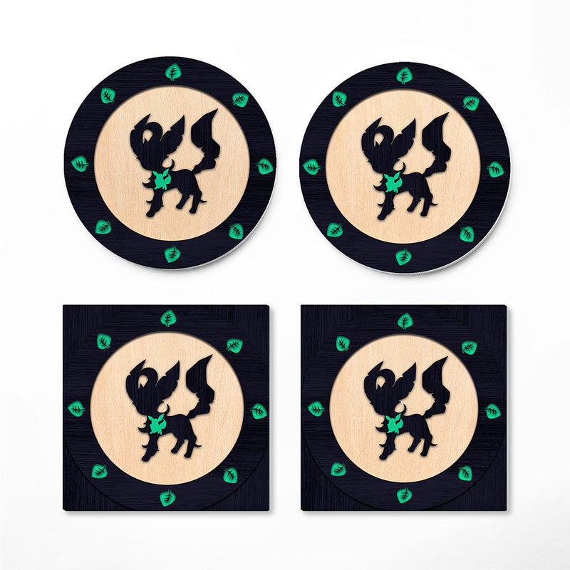 Eevee Leafeon Evolution Pokemon Ghost Mockup Ceramic Decor Coaster - Gift Idea