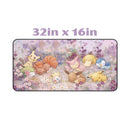 Eevee Mimikyu Piplup Pokemon Floral Desk Mat