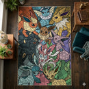 Eevee Pokemon Family Stained Glass Rectangular Area Rug
