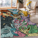 Eevee Pokemon Family Stained Glass Rectangular Area Rug