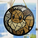 Eevee Pokemon Round Stained Glass Suncatcher