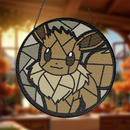 Eevee Pokemon Round Stained Glass Suncatcher