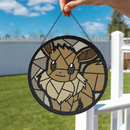 Eevee Pokemon Round Stained Glass Suncatcher