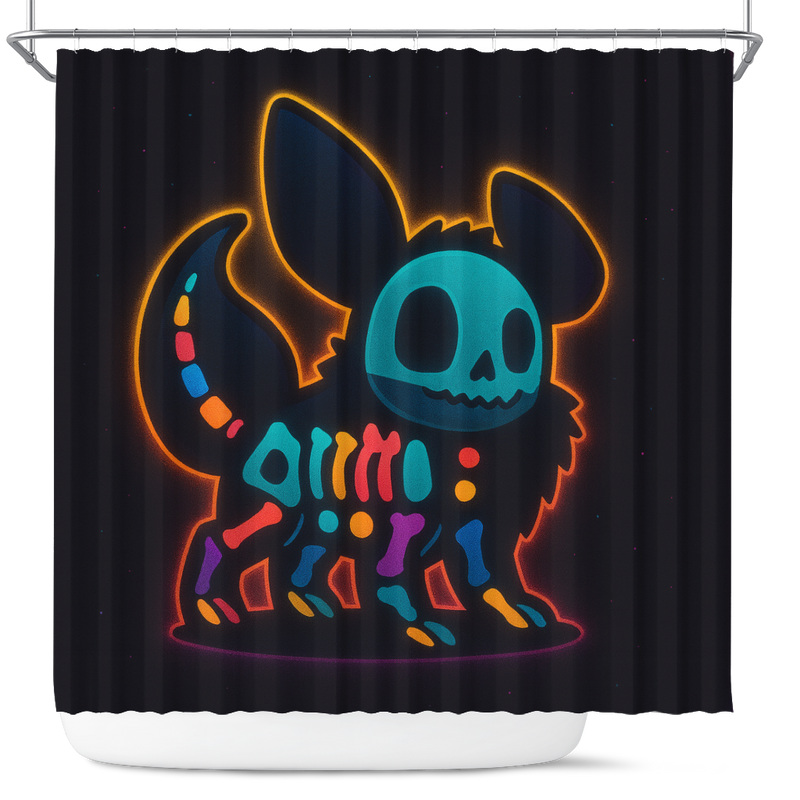 Pokemon Eevee Neon Skellington Shower Curtain