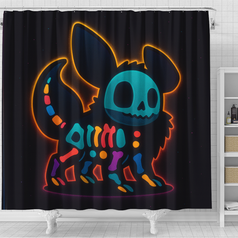 Pokemon Eevee Neon Skellington Shower Curtain