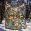 Eeveelutions Pokemon Japan Style Woven Throw Blanket