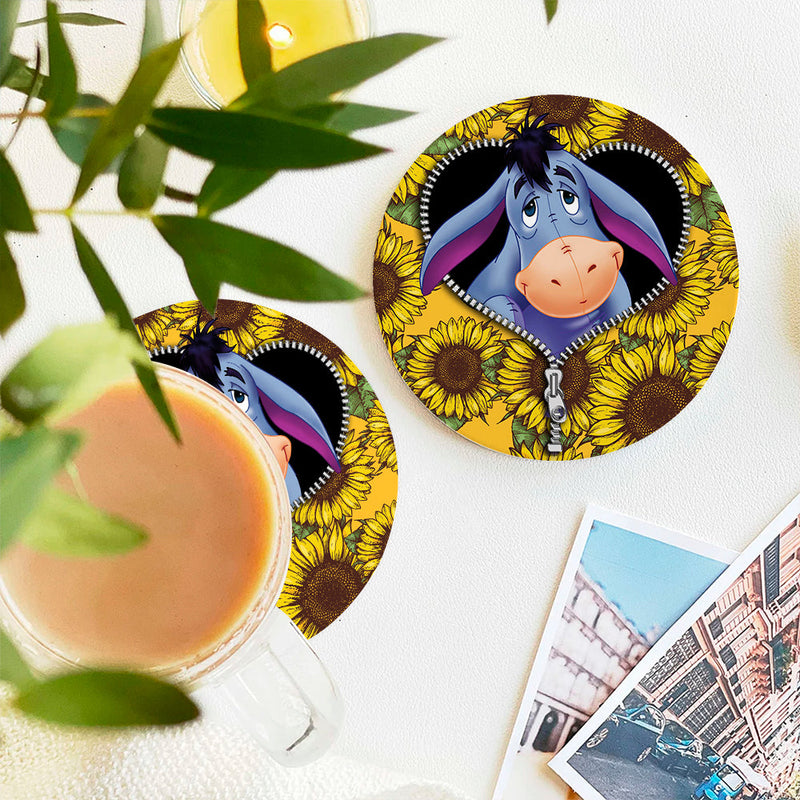 Eeyore Sunflower Zipper Ceramic Decor Coaster - Gift Idea