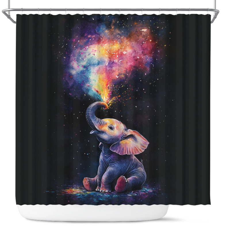 Elepahnt Magic Watercolor Star Night Shower Curtain
