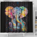 Elephant Watercolor Star Night Shower Curtain