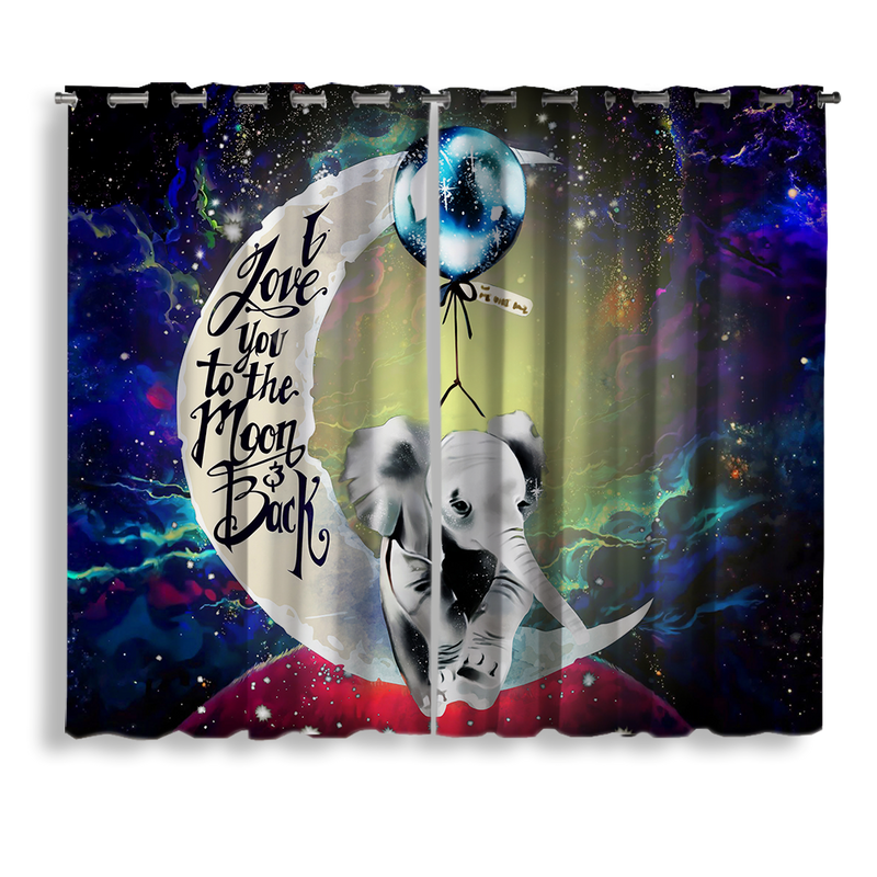 Elephant Love You To The Moon Galaxy Window Curtain