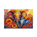 Mother & Baby Elephant in Bloom Jigsaw Puzzle