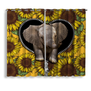 Elephant Sunflower Zipper Window Curtain