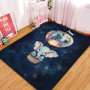 Elephant  Balloon Watercolor Rectangular Area Rug