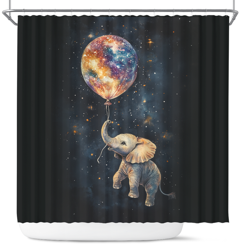Elephant Cute Watercolor Star Night Shower Curtain