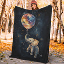 Elephant Cute Watercolor Star Night Premium Blanket