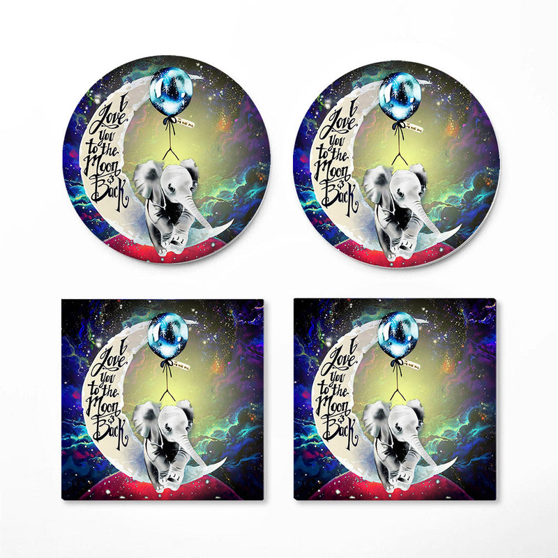 Elephant Love You To The Moon Galaxy Ceramic Decor Coaster - Gift Idea