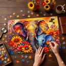 Mother & Baby Elephant in Bloom Jigsaw Puzzle