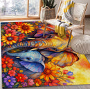Elephant Mom In Flower Farm Water Color Rectangular Area Rug