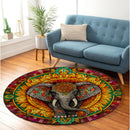 Elephant Stained Glass Round Rug