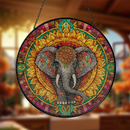Boho Elephant Mandala Stained Glass Suncatcher