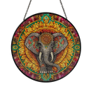 Boho Elephant Mandala Stained Glass Suncatcher