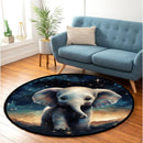 Elephant Starry Night Round Rug