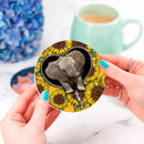 Elephant Sunflower Zipper Ceramic Decor Coaster - Gift Idea