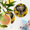 Elephant Sunflower Zipper Ceramic Decor Coaster - Gift Idea
