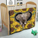 Elephant Sunflower Zipper Quilt Blanket Nearkii