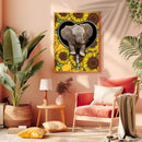 Elephant Sunflower Zipper - Living Room - Canvas Wall Art - Print - Wall Decor
