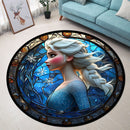 Black Panther Stained Glass Round Rug