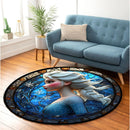 Black Panther Stained Glass Round Rug