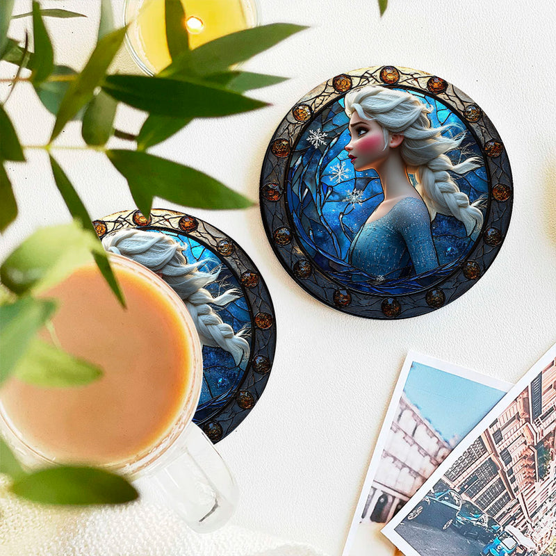 Elsa Stained Glass Decor Coaster - Gift Idea