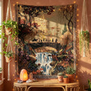 Elven City Castle Fairy Tail Landscape Woven Throw Blanket