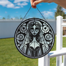 Emily Corpse Bride B&W Stained Glass Suncatcher