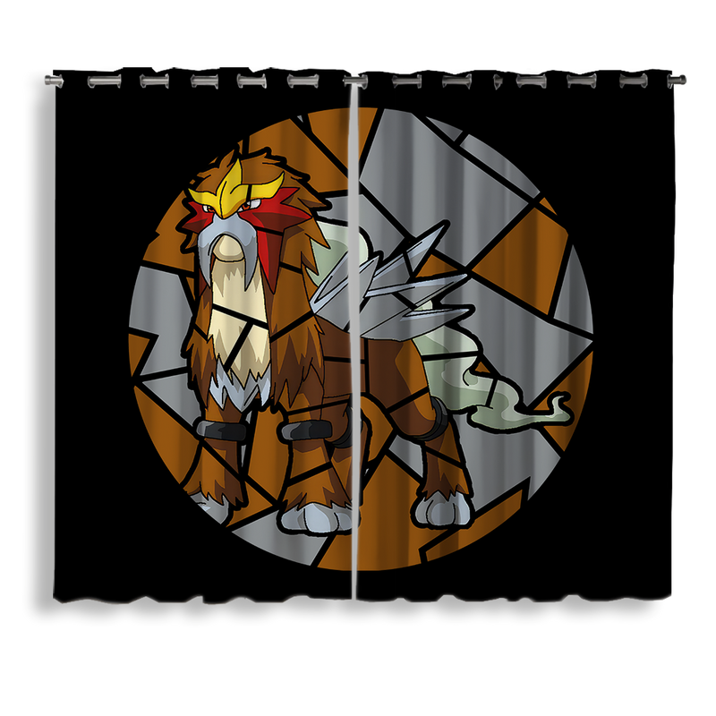 Entei Pokemon Stained Glass Window Curtain