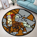 Entei Pokemon Stained Glass Round Rug
