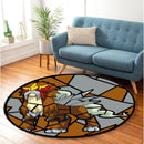 Entei Pokemon Stained Glass Round Rug