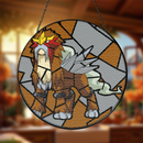 Entei Pokemon Stained Glass Window Hanging Panel Suncatcer