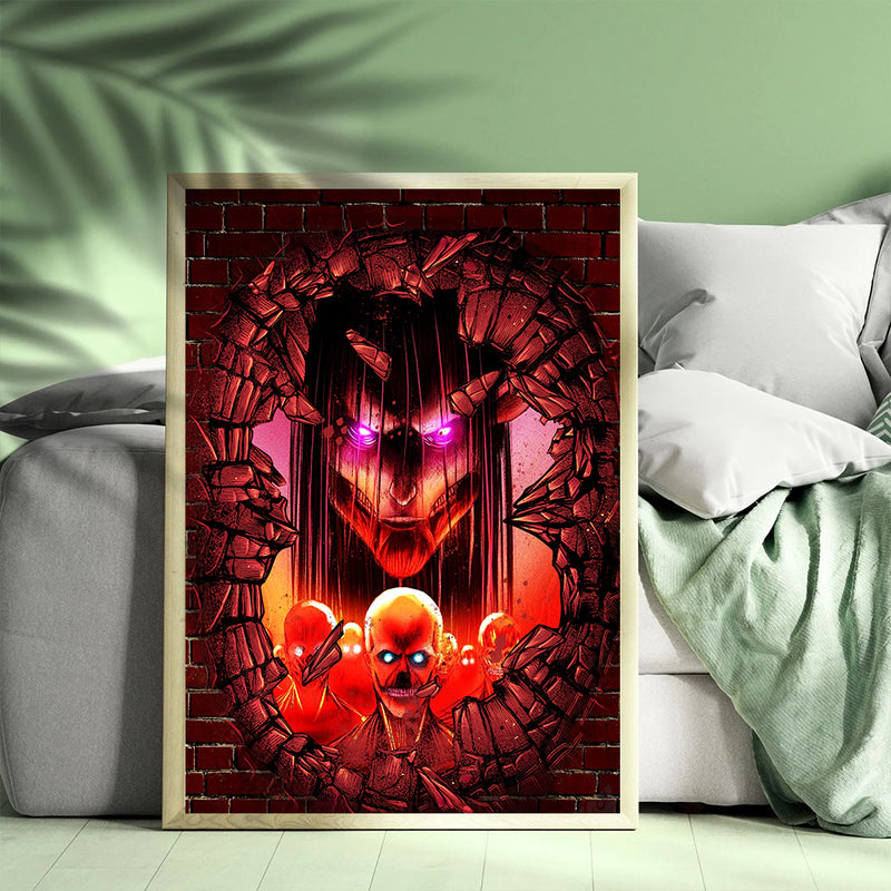 Eren Attack On Titans Founding Titan Break - Living Room - Canvas Wall Art - Print - Wall Decor