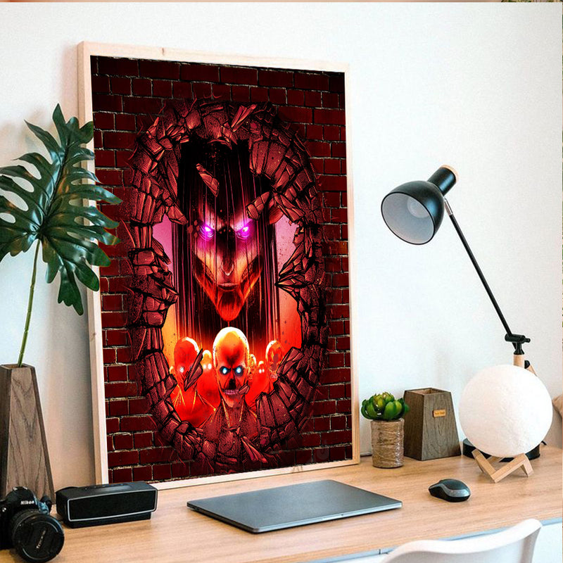 Eren Attack On Titans Founding Titan Break - Living Room - Canvas Wall Art - Print - Wall Decor