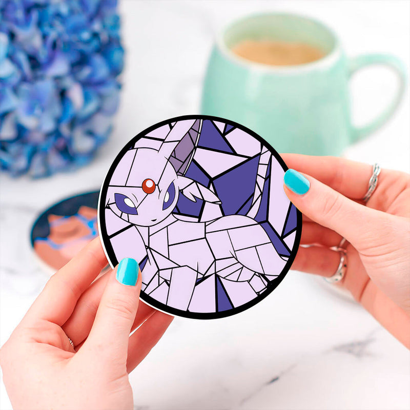 Espeon Pokemon Stained Glass Decor Coaster - Gift Idea