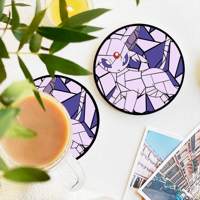 Espeon Pokemon Stained Glass Decor Coaster - Gift Idea